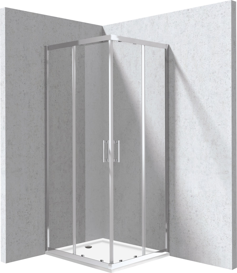 Kabina prysznicowa z brodzikiem prostokątna 80x90 cm Funkia Evo Chrom