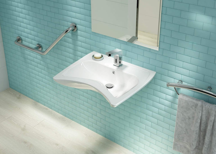 Umywalka ceramiczna ścienna z miejscem na baterię - dla osób z ograniczeniami ruchowymi Vital Biały