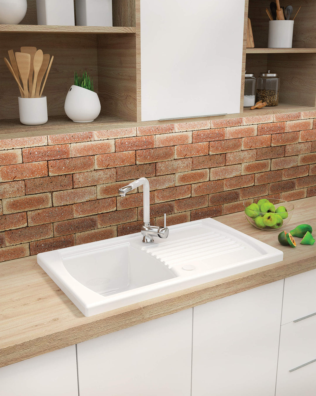 Zlewozmywak ceramiczny 1.5-komorowy z ociekaczem Lusitano Biały