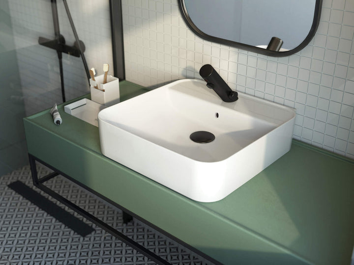Umywalka ceramiczna nablatowa/ścienna z miejscem na baterię Hiacynt New Biały