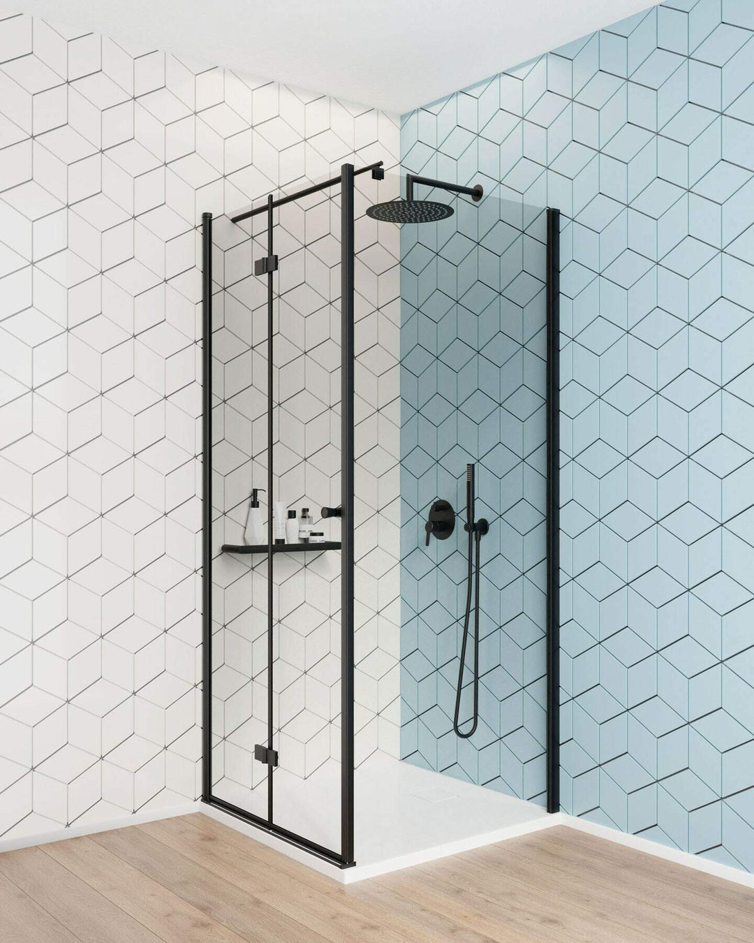 Drzwi prysznicowe systemu Kerria Plus 80 cm - składane Kerria Plus Czarny Mat