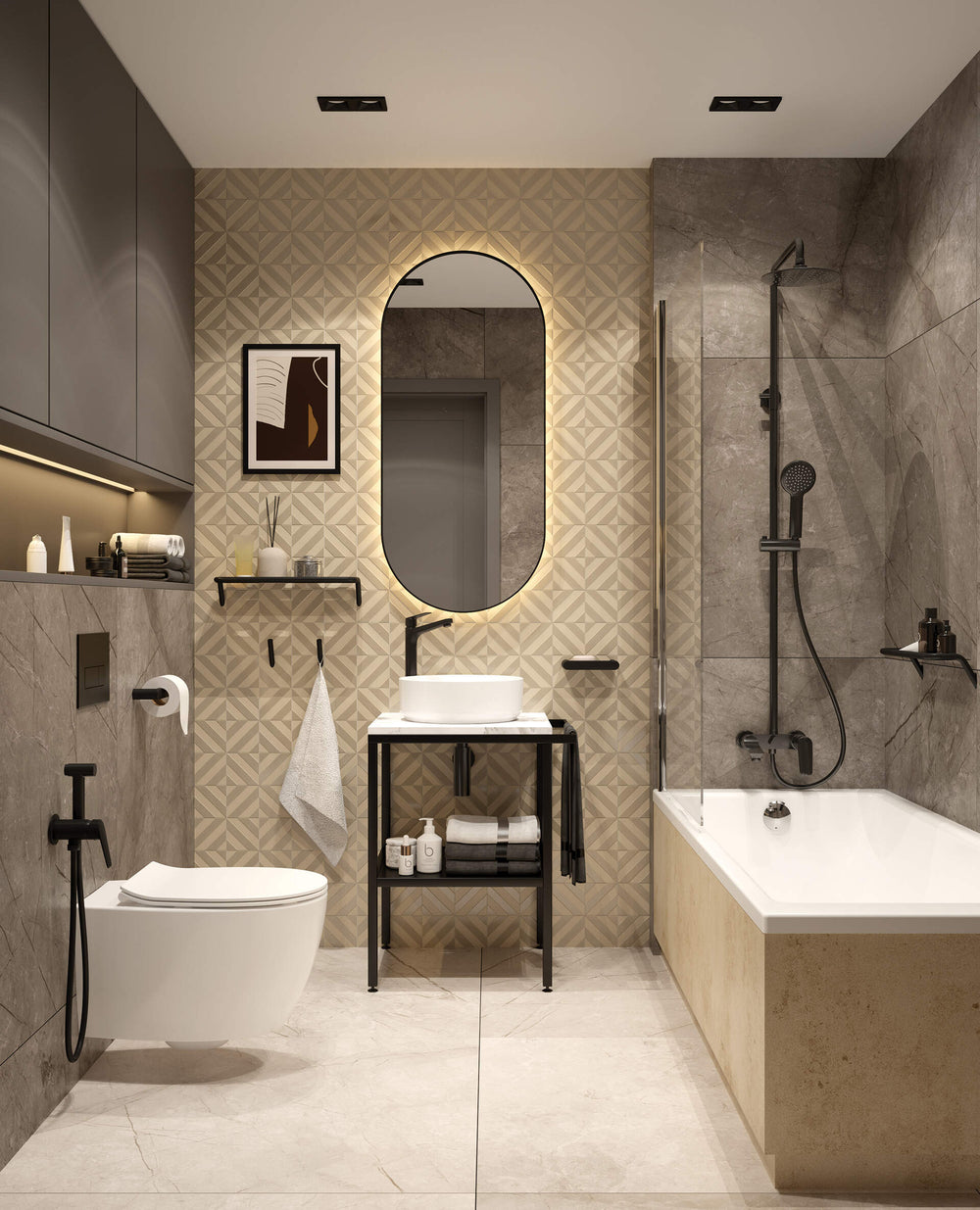 Zestaw WC podtynkowy 6 w 1 Silia Czarny Mat