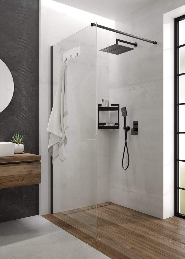 Kabina prysznicowa walk-in 90 cm Mokko Czarny Mat