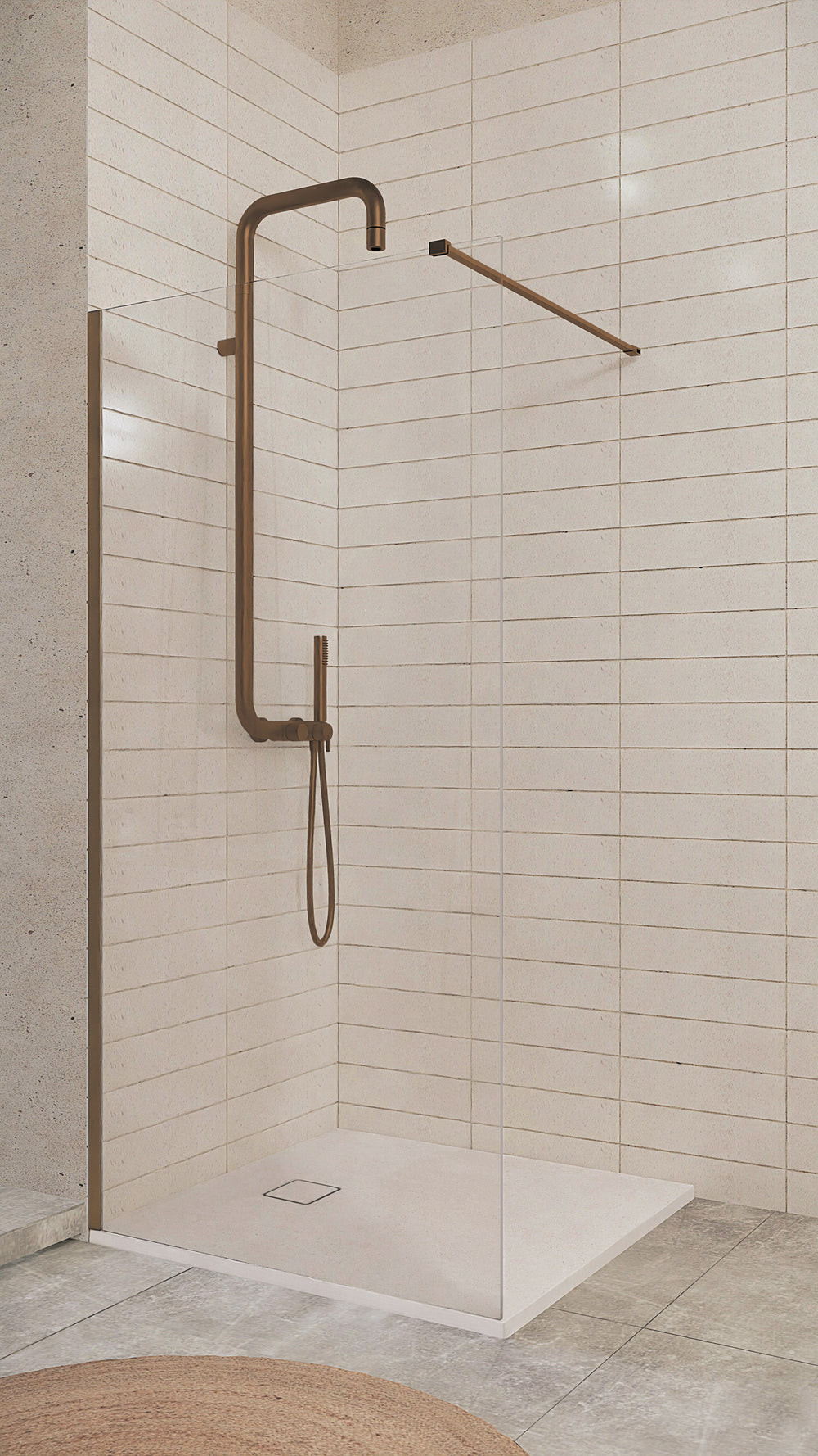 Ścianka prysznicowa walk-in 90 cm Prizma Brąz szczotkowany