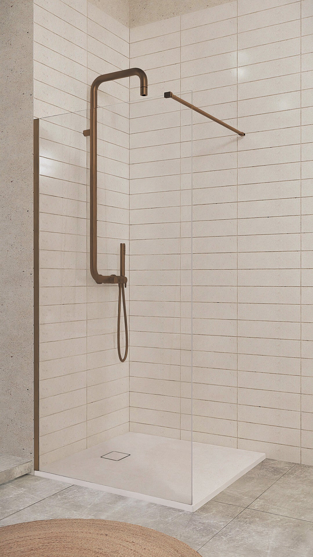 Ścianka prysznicowa walk-in 90 cm Prizma Brąz szczotkowany