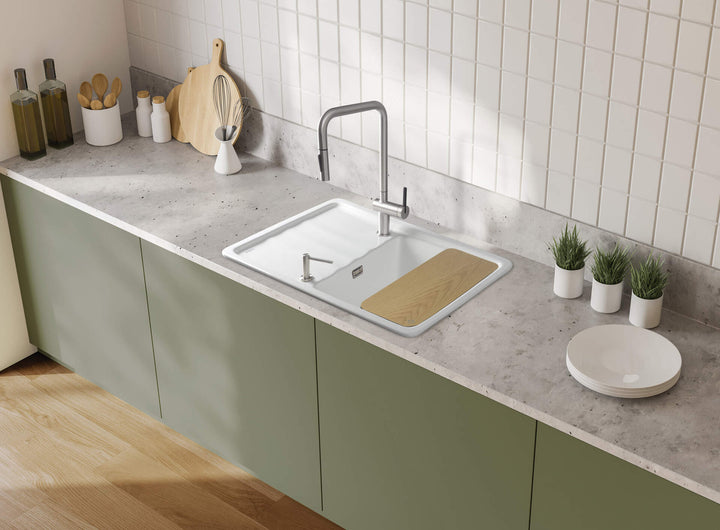 Zlewozmywak ceramiczny 1-komorowy z ociekaczem Momi Biały