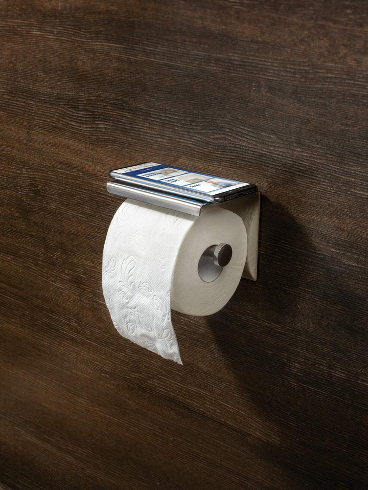 Uchwyt na papier toaletowy ścienny - z półką Round Chrom