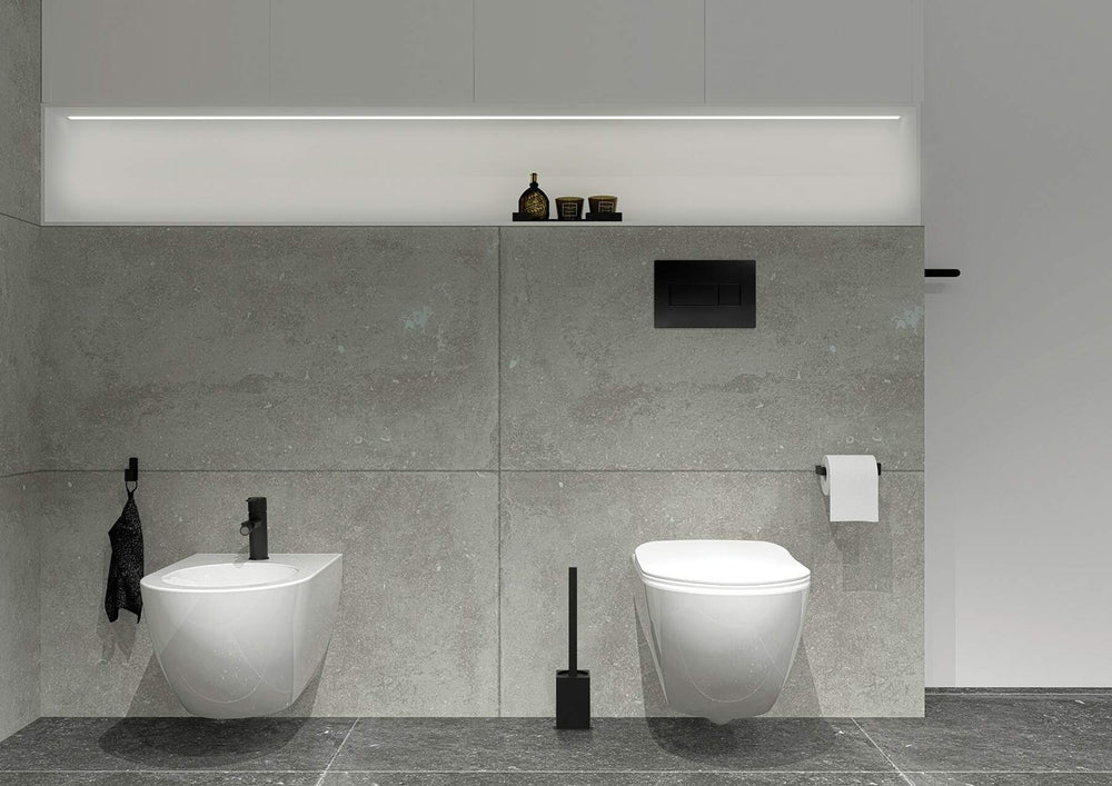 Zestaw WC podtynkowy 6 w 1 Peonia Czarny Mat