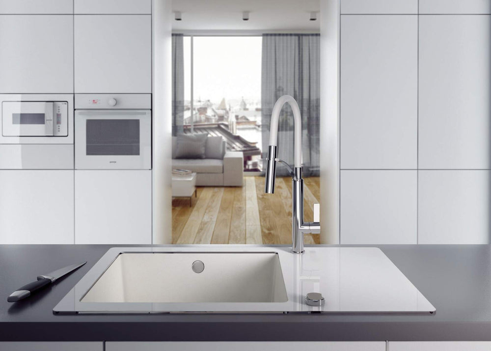 Bateria kuchenna z elastyczną wylewką - 2 rodzaje strumienia Gerbera Biały