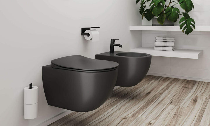 Miska WC z deską bezkołnierzowa Peonia Antracyt