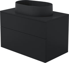 Szafka umywalkowa z umywalką granitową - 55x35 cm Prizma Czarny mat