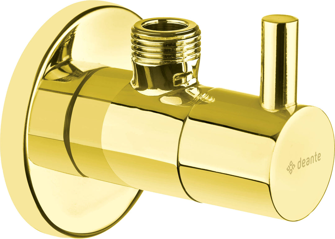 Zawór kątowy z głowicą ceramiczną 1/2" - 3/8" - okrągły Złoty