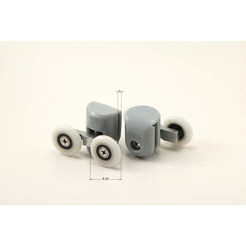Rolki górne podwójne do szyb 5 mm - FI 25 mm Biały