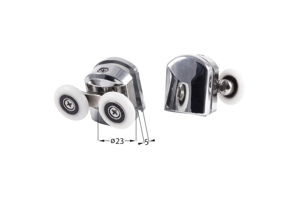 Rolki górne podwójne do szyb 5 mm - FI 23 mm Biały