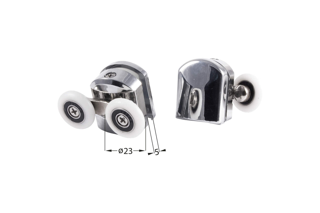 Rolki górne podwójne do szyb 5 mm - FI 23 mm Biały