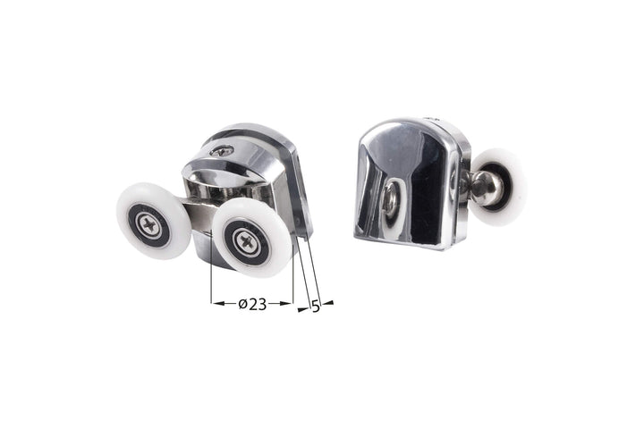 Rolki górne podwójne do szyb 5 mm - FI 23 mm Biały