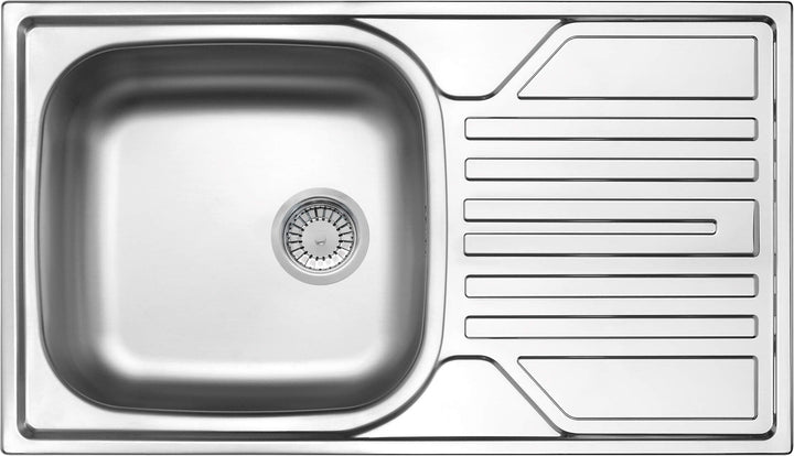 Zlewozmywak stalowy 1-komorowy z ociekaczem - odpływ 3.5" Legato Stalowy Satynowy