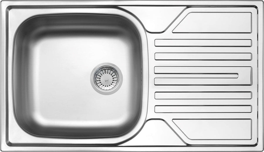 Zlewozmywak stalowy 1-komorowy z ociekaczem - odpływ 3.5" Legato Stalowy Satynowy