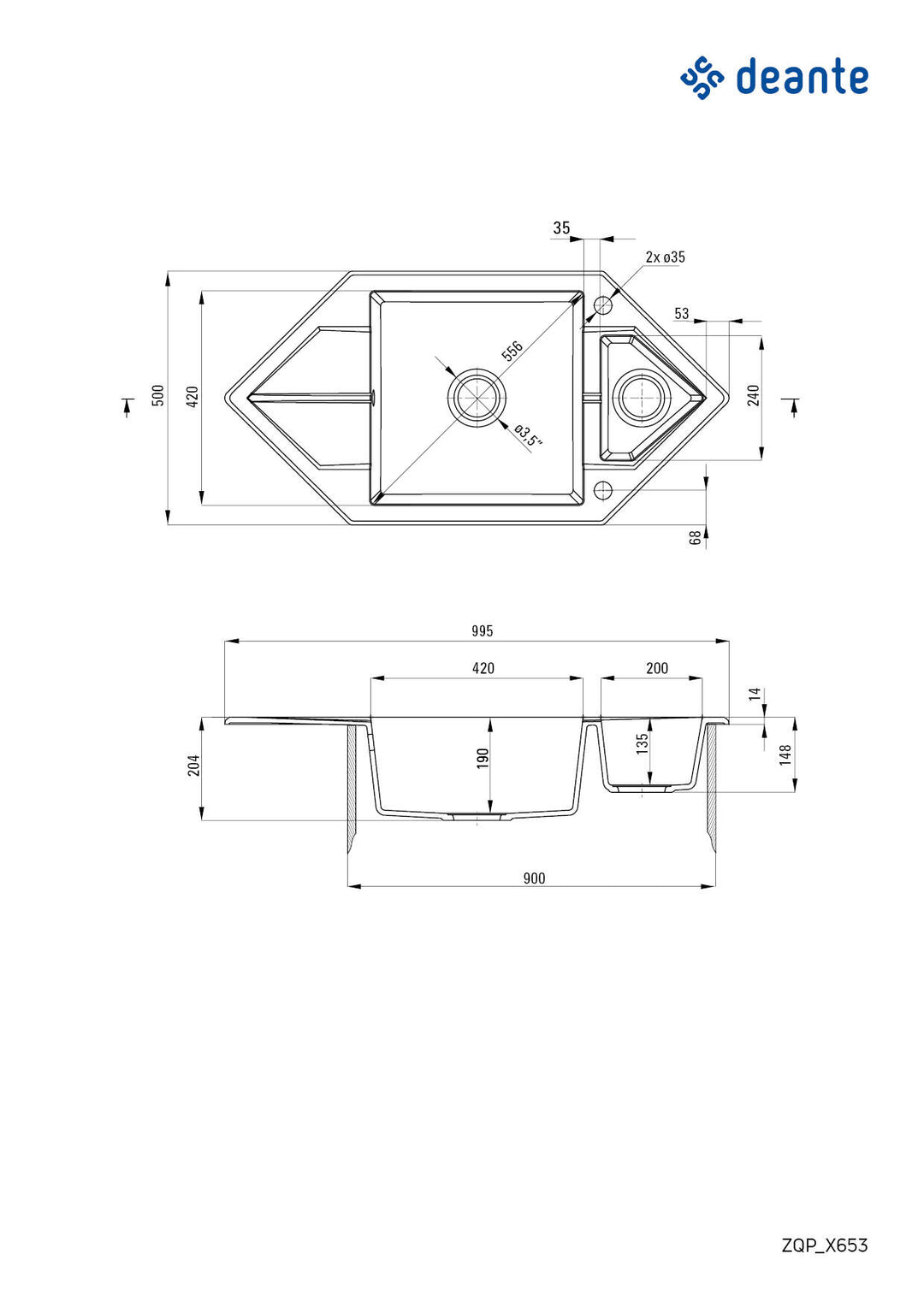 Zlewozmywak granitowy 1.5-komorowy z ociekaczem - Space-Saver Hexon Szary Metalik