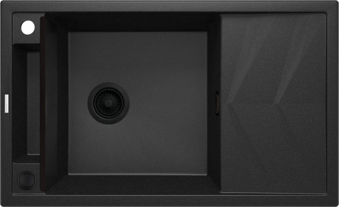 Zlewozmywak granitowy magnetyczny 1-komorowy z ociekaczem Magnetic Grafit Metalik