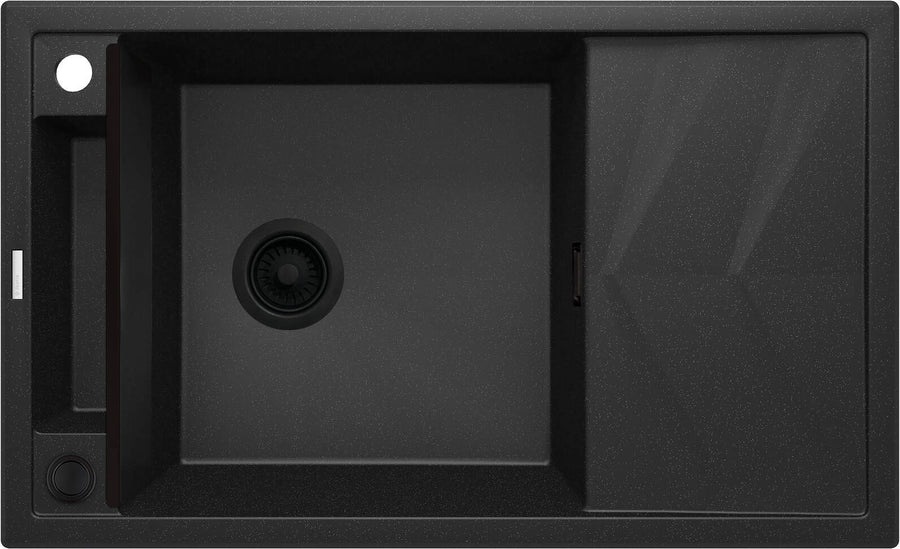 Zlewozmywak granitowy magnetyczny 1-komorowy z ociekaczem Magnetic Grafit Metalik