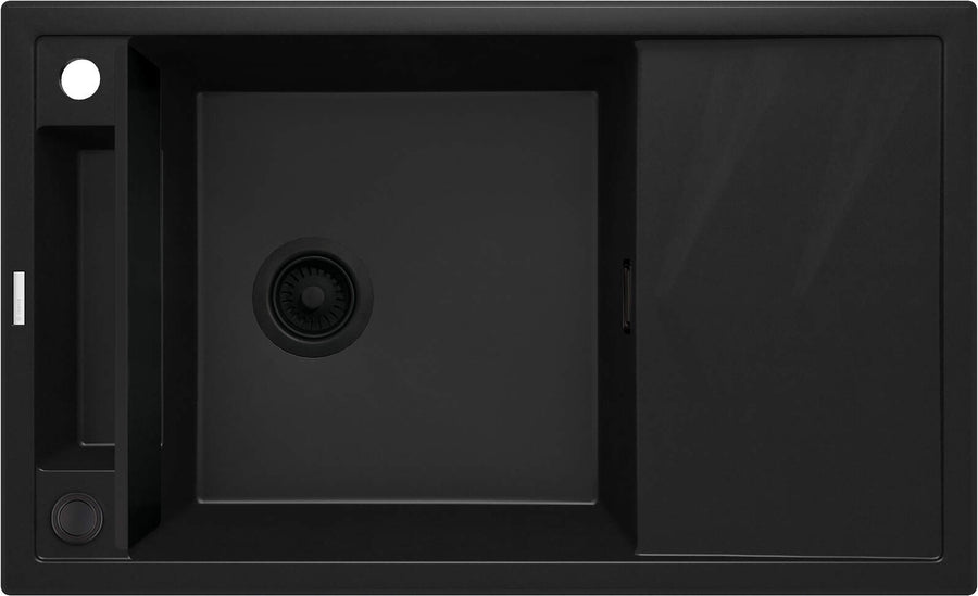 Zlewozmywak granitowy magnetyczny 1-komorowy z ociekaczem Magnetic Czarny Mat