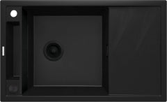 Zlewozmywak granitowy magnetyczny 1-komorowy z ociekaczem Magnetic Czarny Mat