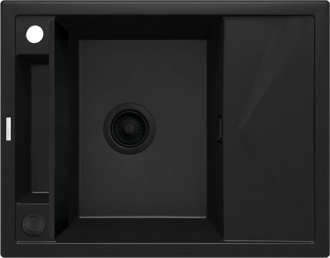 Zlewozmywak granitowy magnetyczny 1-komorowy z ociekaczem Magnetic Czarny Mat