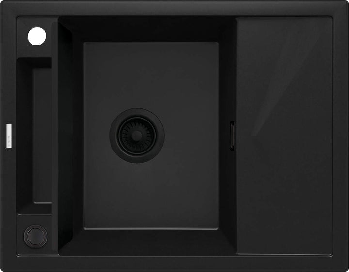 Zlewozmywak granitowy magnetyczny 1-komorowy z ociekaczem Magnetic Czarny Mat