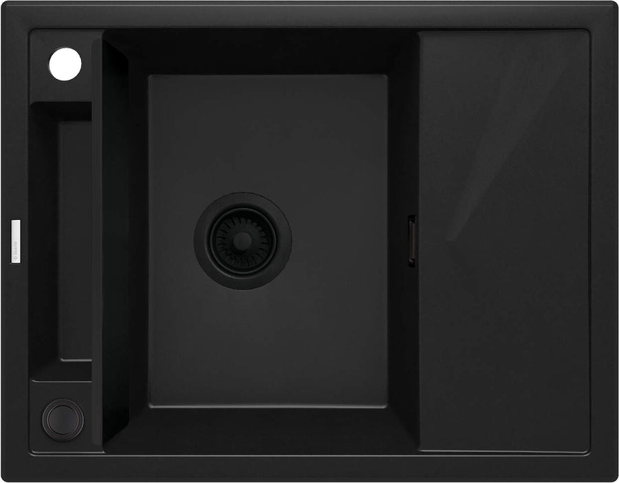 Zlewozmywak granitowy magnetyczny 1-komorowy z ociekaczem Magnetic Czarny Mat