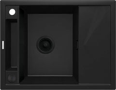 Zlewozmywak granitowy magnetyczny 1-komorowy z ociekaczem Magnetic Czarny Mat