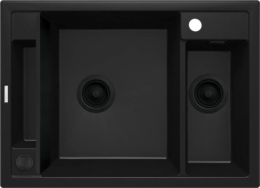 Zlewozmywak granitowy magnetyczny 1.5-komorowy Magnetic Czarny Mat