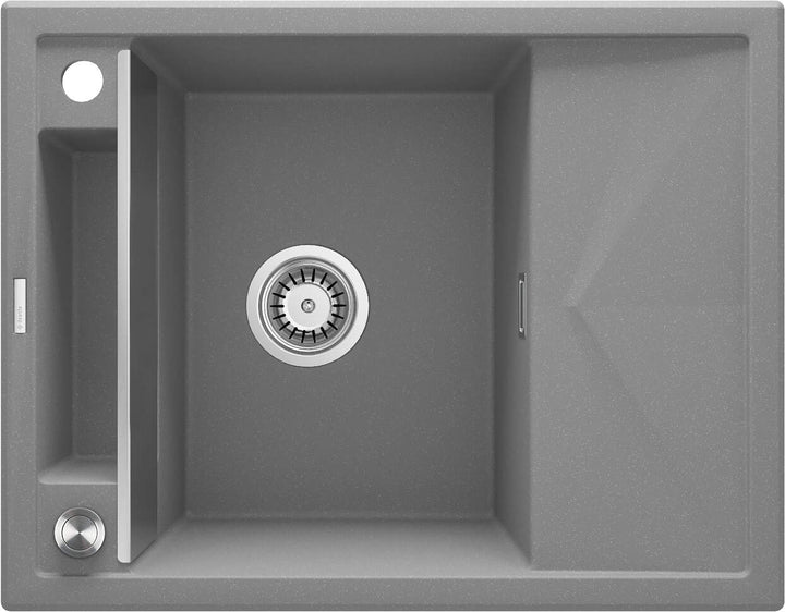 Zlewozmywak granitowy magnetyczny 1-komorowy z ociekaczem Magnetic Szary Metalik