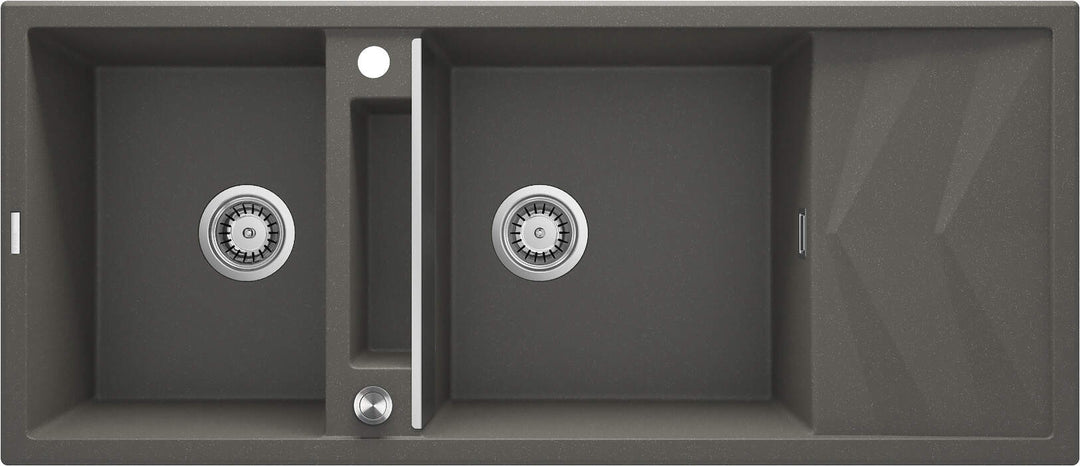 Zlewozmywak granitowy magnetyczny 2-komorowy z ociekaczem Magnetic Antracyt