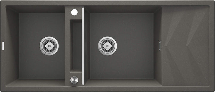 Zlewozmywak granitowy magnetyczny 2-komorowy z ociekaczem Magnetic Antracyt