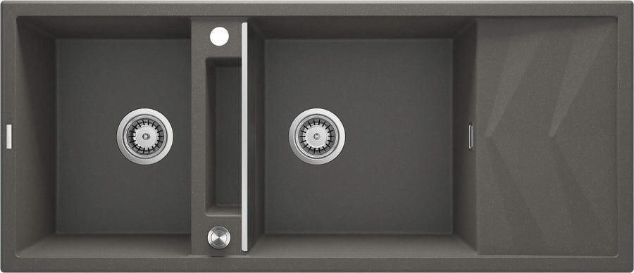 Zlewozmywak granitowy magnetyczny 2-komorowy z ociekaczem Magnetic Antracyt
