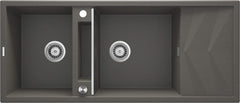 Zlewozmywak granitowy magnetyczny 2-komorowy z ociekaczem Magnetic Antracyt
