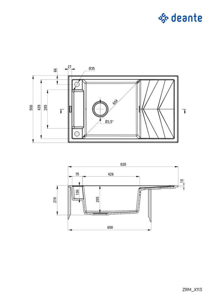 Zlewozmywak granitowy magnetyczny 1-komorowy z ociekaczem Magnetic Czarny Mat