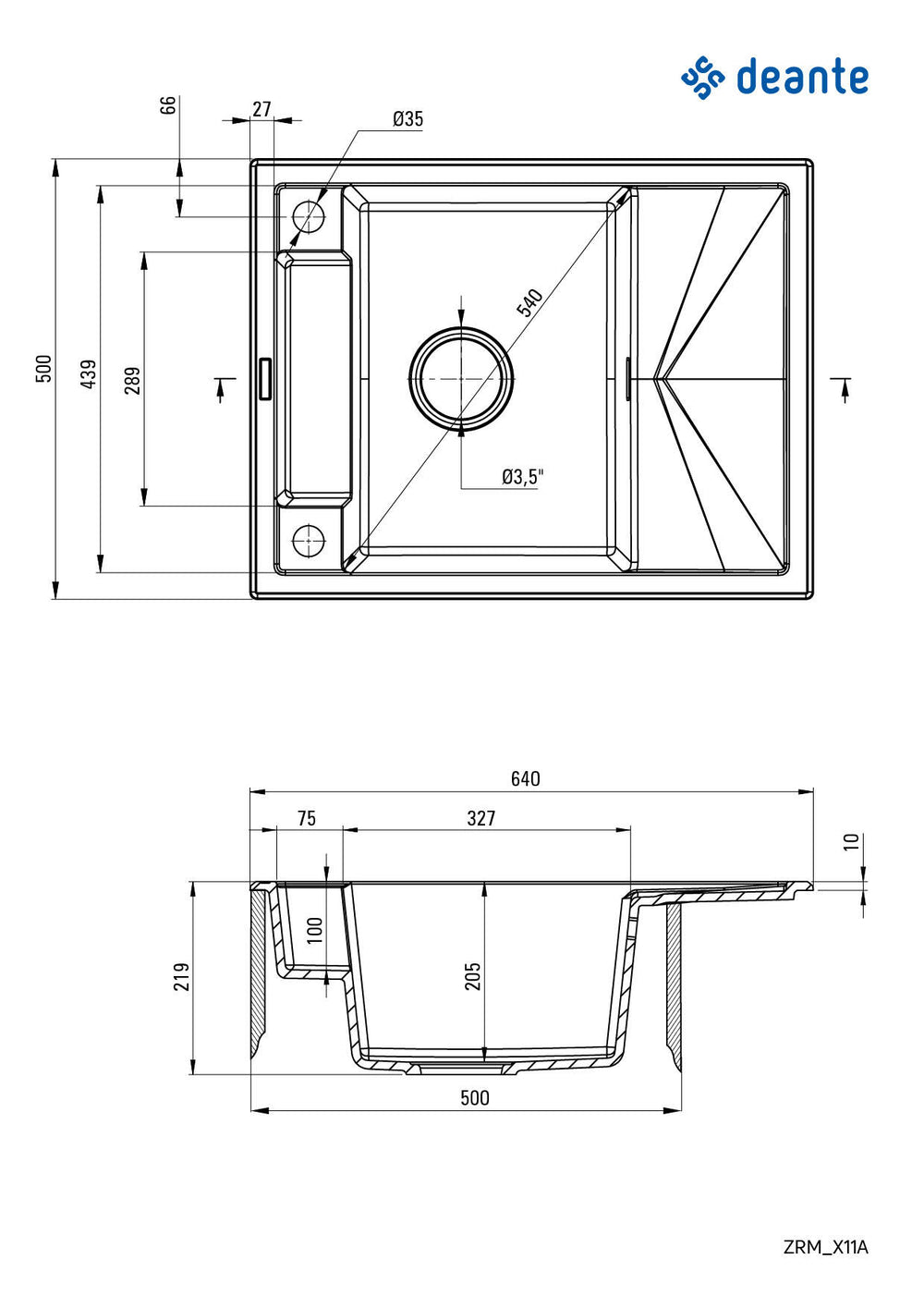 Zlewozmywak granitowy magnetyczny 1-komorowy z ociekaczem Magnetic Grafit Metalik