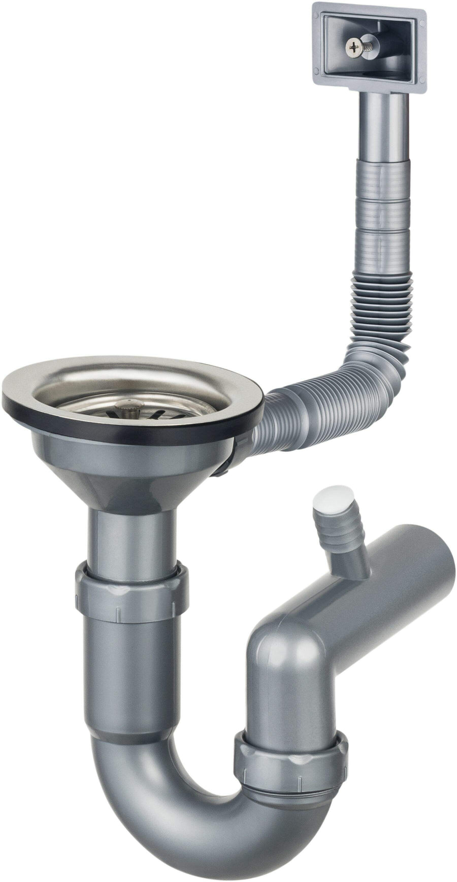Syfon do zlewozmywaka stalowego 1-komorowego - odpływ 3.5" Stalowy