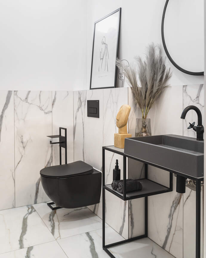 Zestaw WC podtynkowy 6 w 1 Peonia Czarny Mat